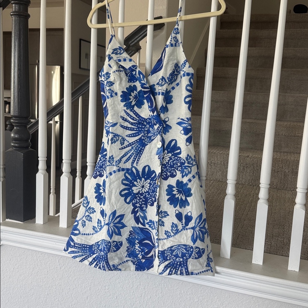 Farm Rio off-white floral birds Euroflax mini dress size XS - Picture 3 of 4